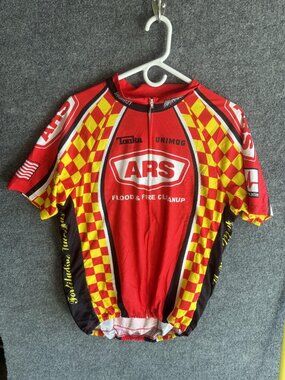Hot Shoppe Designs Cycling Jersey Mens XL Red Yellow Full Zip Short Sleeve ARS